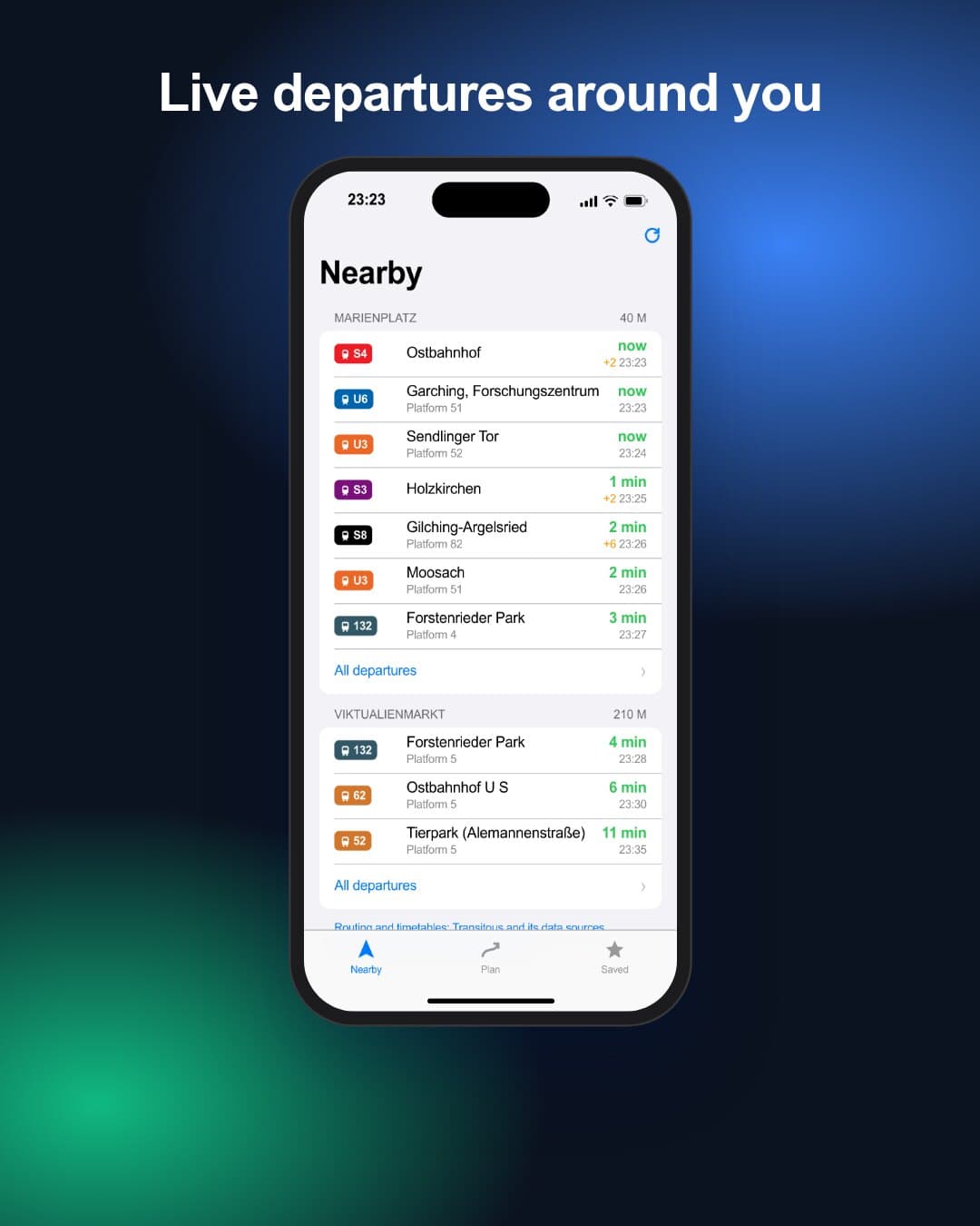 Publit nearby departures card