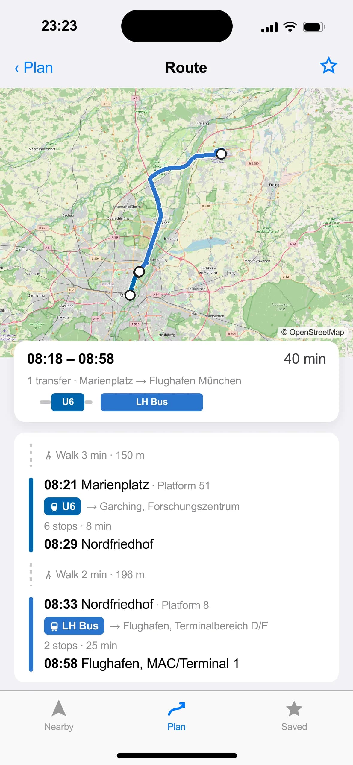 Publit route detail screen